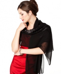Become the center of attention with this sparkling evening wrap by Style&co.