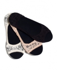 Show off your pedicure in lacy comfort with these sheer footliners by Hot Sox.