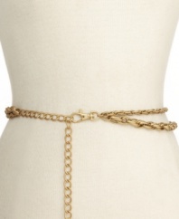 Drape your waist with industrial cool. A slinky double-chain adds glamorous appeal to this Style&co. chain belt.