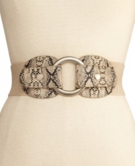 This Style&co. stretch belt adds exotic fierceness with faux-snake detail. The pullback closure cinches up your biting look.