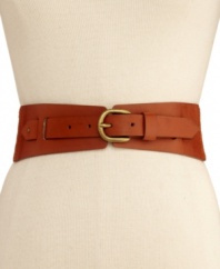 A natural choice for cinching up that perfect outfit! This American Rag stretch belt adds pure style with faux-leather tabs and crochet-work.