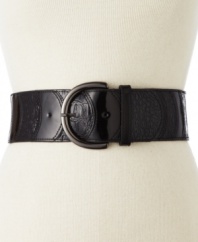 Put together a look worth talking about with this stretchy waist belt by Style&co. Embossed patches keep things interesting!