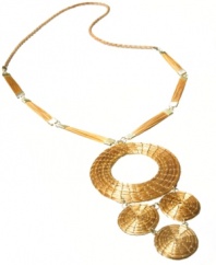 Through the use of indigenous fiber materials like buri and organic golden grass, found only in Brasil, Art da Terra creates handcrafted costume and fashion jewelry and handbags. The technique of intertwining golden grass, natural fibers and textiles into intricate designs by hand adds distinctive character to Art da Terra's creations. Own a piece of Brasil with this detailed necklace made from golden straw found in the Amazon. Discover Brasil. The bold colors. The exotic scents. The sensual textures. The natural sensations. Only at Macy's.