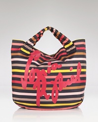 Statement stripes prove positively chic with this oversized nylon tote from Sonia Rykiel. Practical yet playful, it's the perfect daytime carryall for an on-the-go ingenue.