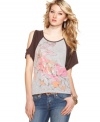 The baseball tee gets a major redesign with this floral print, cutout-shoulder style from Jolt! Don it with a few fun accessories for cute, laid back style!