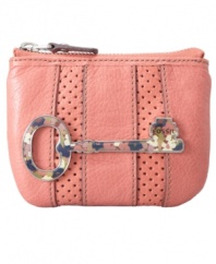 Unlock a gorgeous free-spirited style with this key detailed coin purse by Fossil. Perforated detailing and an oversized floral key charm grace this style for the perfect everyday look.