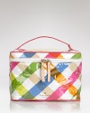 Hit print with this printed canvas cosmetic bag from kate spade new york. In pastel plaid, it's a bolder breed of beauty bag.