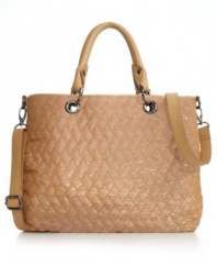 A timeless shape with modern metallic detailing. This gorgeous quilted tote from BCBGeneration has the perfect amount of shine to get you noticed for all the right reasons.