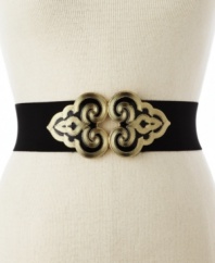 Stun them with sophistication. An ornate, scrolling buckle dresses up this comfortable stretch belt by Style&co.
