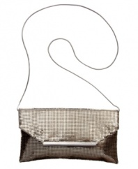 Turn up the shine with this gorgeous BCBGMAXAZRIA mesh envelope bag with gleaming nickel hardware. The perfect finishing touch for a glam night out.