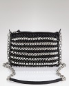 DIANE von FURSTENBERG's leather crossbody is a trendsetter must and with bold woven detailing this hard-hitting piece will toughen up any evening look.