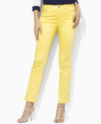 Crafted in lustrous cotton sateen with a hint of stretch for comfort, Lauren by Ralph Lauren's classic petite pants are rendered in a chic ankle-length silhouette for modern style. (Clearance)