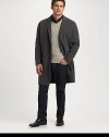 A cold weather essential that is well suited to layer over your office or formal attire, handsomely crafted in a luxurious wool and nylon blend for superior fit and comfort.Button-frontChest welt, waist flap pocketsRear ventAbout 38 from shoulder to hem90% wool/10% nylonDry cleanImported