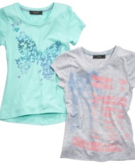 Kick back. She'll enjoy relaxing in style in one of these graphic tees from Jessica Simpson.