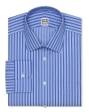 Stripes line up for streamlined boardroom style on this essential Ike Behar dress shirt.