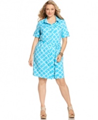 Snag a season-perfect look with Charter Club's short sleeve plus size shirtdress-- it's great from day to play!