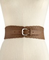 This impossibly chic corset-style belt from Style&co. is accented with woven stitch detailing and a polished silver-tone buckle that gives an instant hourglass look. Pairs perfectly with breezy dresses or pencil skirts.