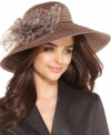 Sing the praises of this elegant church hat by August. With a classically down-turned brim and charming animal print accent.