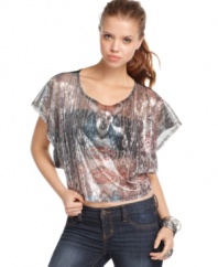 Almost Famous gives the crop top a glam makeover with sizzling sequins and a tribal-chic print!