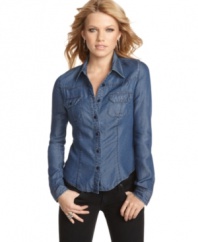 Cargo pockets add an element of cool to this classic button-down top from Guess?.