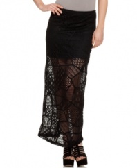 A little knit goes a long way in this fishnet maxi skirt from American Rag -- a cool accompaniment to your sky-high platforms!