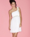 Give your party dress wardrobe a floral boost with this rosette embellished, one-shoulder frock from Sequin Hearts!