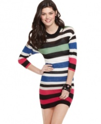 Scholarly stripes get a hot-girl upgrade with this itty-bitty sweater dress from Say What? – a worthy companion to your fun accessories!