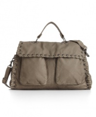 Slouchy with chic whip stitch details, this accessory from mstylelab is a sophisticated messenger bag.