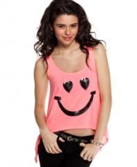 Put on a happy face with this sequined tank from Pretty Rebellious -- and bring chic animation to your stock of hot weather tops!