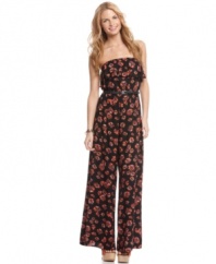 Harness your flower-power with this fun jumpsuit from American Rag! Looks great with platform heels for a style that's vintage du jour!