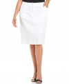 Add elegance to your casual ensembles with Jones New York Signature's plus size pencil skirt.