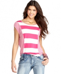 Look adorable by day in a slouchy-chic tee from Pink Rose that's raining stripes!