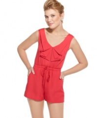Saturated in sweet details, from the ruffled neckline to the vibrant hue, this romper from Be Bop gives new meaning to rich style!