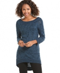 Gorgeous knit meets sophisticated design in this tunic-style sweater from JJ Basics! Dress it with leggings and boots for a daytime look that transitions into night.