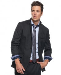 Keep your silhouette sleek and stylish with this two-button blazer from INC International Concepts.