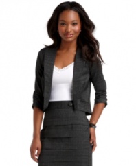 Textured print meets chic, minimalist detail on this blazer from Rampage -- the perfect work week layer!