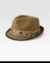 Multicolored print pattern decorates this classic straw fedora, keeping it ahead of the style game.StrawDry cleanImported