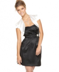 A perfect prom layering piece, this Roberta satin shrug adds a sophisticated flair to any dress!