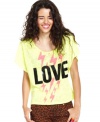 From the burnout print to the striking lightning, this tee from Belle Du Jour dares you to love boldly!
