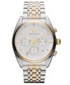 Golden accents lend a luxurious look to this classic steel watch from Emporio Armani.