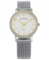 Silver and gold creates a sophisticated silhouette on this mesh bracelet watch by Skagen Denmark.