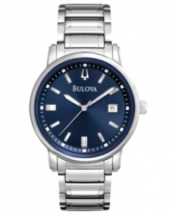 Deep blue hues take command on this handsome Bulova watch.
