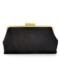 When it comes to elegant accessorizing, this sleek satin clutch from BCBGMAXAZARIA showcases stunning style. Slim and impossibly chic, it discretely stows cards, cash and favorite lipstick, so you're perfectly poised for an exquisite evening out.