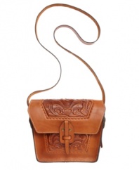 Freshen up your accessory wardrobe with some Florentine charm, starting with this exquisite crossbody design from Patricia Nash. Gorgeous Italian leather is accented with floral-embossed detailing, antiqued brass hardware and handcrafted stitching. Wear it wherever you go for an authentic artisanal look.