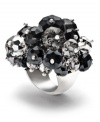 Midnight hues for the midnight hours. Take this hot cocktail ring by Ali Khan out on the town! Features jet black and gray glass beads in a hematite tone mixed metal setting. Ring stretches to fit finger.
