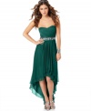 Look like a glam-goddess in this Trixxi long dress featuring rhinestone details for high-shine!