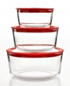 Neat solutions-clean up the way you store & organize leftovers, ingredients and more with these durable glass containers. The no-leak design features durable glass lids ideal for letting out steam & heat and releasing air for a tighter seal that keeps freshness in. 2-year warranty.