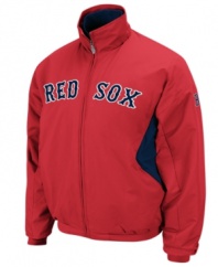 Ready to get out to the ball game? Support your Red Sox no matter how many innings it goes in this comfy Boston MLB jacket with Therma Base technology from Majestic.