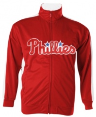 A walk is as good as a run. Display your team pride no matter what activity you're doing with this Philadelphia Phillies MLB track jacket from Majestic.