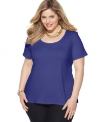 Crafted from ultra-soft pima cotton, Charter Club's short sleeve plus size top is a must-have basic-- snag all the colors at an Everyday Value Price!
